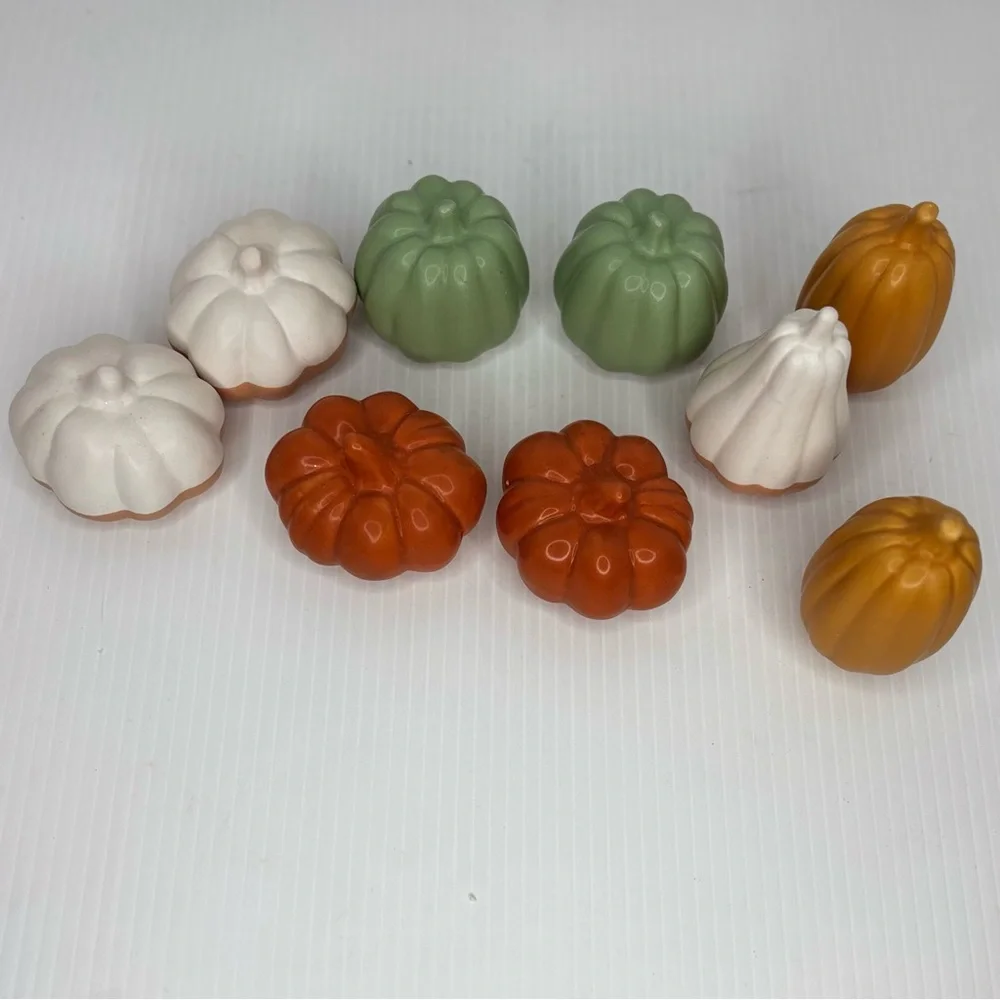 Lot of 9 Mini Ceramic Pumpkins Fall Harvest Thanksgiving Table Decor From Target